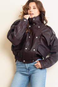 Alter Ego |  Leather biker jacket Holly | burgundy | Picture 5