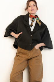 Alter Ego |  Double face wool cape Celin | dark green | Picture 6