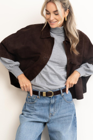 Alter Ego :  Suède poncho jacket Lena | brown  - img6