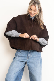 Alter Ego :  Suède poncho jacket Lena | brown  - img7