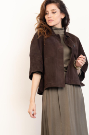 Alter Ego :  Suède poncho jacket Lena | brown  - img5