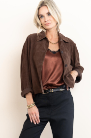 Alter Ego :  Suède poncho jacket Lena | brown  - img2