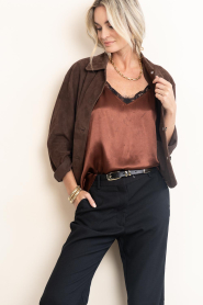 Alter Ego :  Suède poncho jacket Lena | brown  - img4