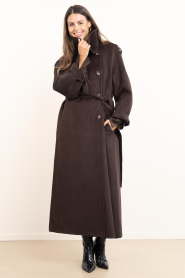 Alter Ego |  Wool coat with belt Cara | brown | Picture 4