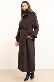 Alter Ego |  Wool coat with belt Cara | brown | Picture 5