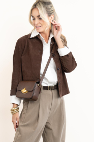 Sessun :  Leather printed bag Mimo | brown - img2