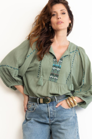 Sessun :  Leather belt Miloa | green - img5