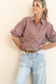 Haute L'Amitié |  Checkered blouse Musa | burgundy | Picture 4