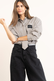 Haute L'Amitié :  Checkered blouse Chess | beige - img2