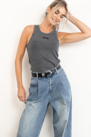 Haute L'Amitié |  Ribbed singlet strass | grey | Picture 6