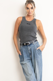 Haute L'Amitié |  Ribbed singlet strass | grey | Picture 5