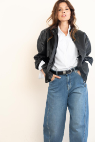 Haute L'Amitié :  Faux leather bomber jacket Rizz | black - img6