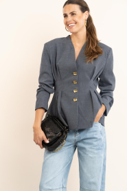 Haute L'Amitié :  Pleated blazer Enna | grey - img4