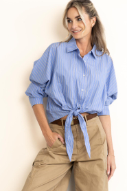 Janice :  Buttoned blouse with stripes David | blue - img5