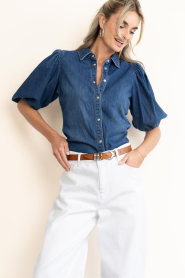 Janice |  Denim blouse with puff sleeves Lars | blue | Picture 5