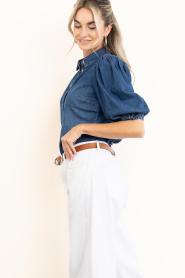 Janice |  Denim blouse with puff sleeves Lars | blue | Picture 6