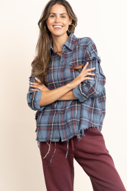 Janice :  Checkered blouse Darter | blue - img8