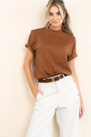 Drykorn :  T-shirt with shoulder pads Tadura | copper - img4