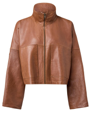 Drykorn | Leather cropped batwing jacket Elstow | Copper | Picture 1