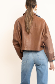 Drykorn | Leather cropped batwing jacket Elstow | Copper | Picture 8