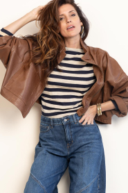 Drykorn | Leather cropped batwing jacket Elstow | Copper | Picture 10