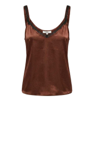 Milla |  Shiny top with lace Lucy | brown | Picture 1