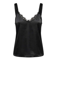 Milla |  Shiny top with lace Lucy | black