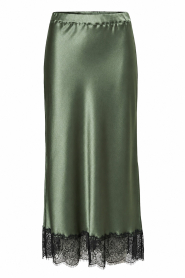 Milla |  Shiny skirt with lace | green