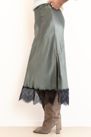 Milla |  Shiny skirt with lace | green | Picture 8