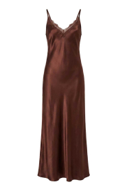 Milla |  Shiny dress with lace Camille | brown | Picture 1