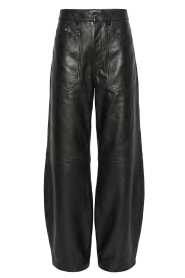 Badits |  Leather wide leg with patch pockets Kendra | black | Picture 1