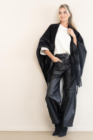 Badits |  Leather wide leg with patch pockets Kendra | black | Picture 2