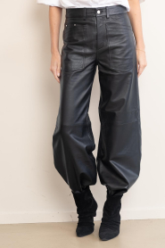 Badits |  Leather wide leg with patch pockets Kendra | black | Picture 4