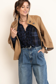 Louizon :  Checkered blouse with ruffles | blue - img2