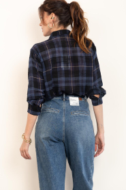 Louizon :  Checkered blouse with ruffles | blue - img8