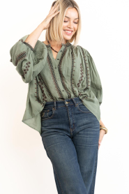 ba&sh |  Cotton broderie blouse Mona | green | Picture 2