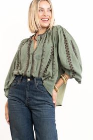 ba&sh |  Cotton broderie blouse Mona | green | Picture 5