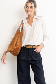 ba&sh |  Blouse with shoulder pads | beige | Picture 6