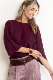 ba&sh :  Alpaca mohair blend cardigan Isaac | burgundy - img5