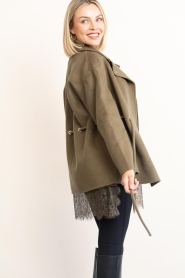 ba&sh |  Wool jacket with tie belt Kam | green | Picture 7