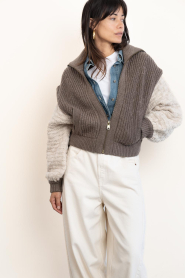 ba&sh |  Chunky knit cardigan with zipper Ash | brown | Picture 4