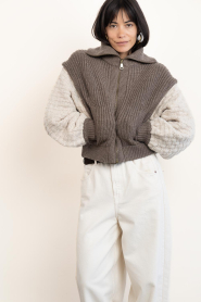 ba&sh |  Chunky knit cardigan with zipper Ash | brown | Picture 6