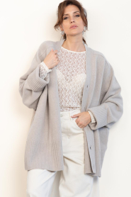 Deblon |  Oversized wool blend cardigan Florence | grey | Picture 5