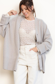 Deblon |  Oversized wool blend cardigan Florence | grey | Picture 6