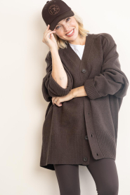 Deblon |  Oversized wool mix cardigan Florence | brown | Picture 2