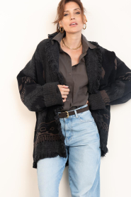 Deblon |  Wool cardigan Ymke | black | Picture 6