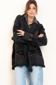 Deblon |  Wool cardigan Ymke | black | Picture 4