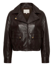 Deblon |  Cropped leather bomber | burgundy | Picture 1