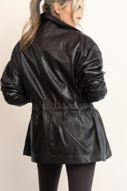 Deblon |  Leather high neck parka Skyler | burgundy | Picture 9