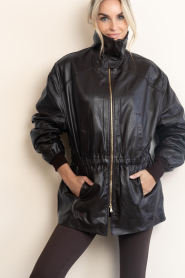 Deblon |  Leather high neck parka Skyler | burgundy | Picture 7